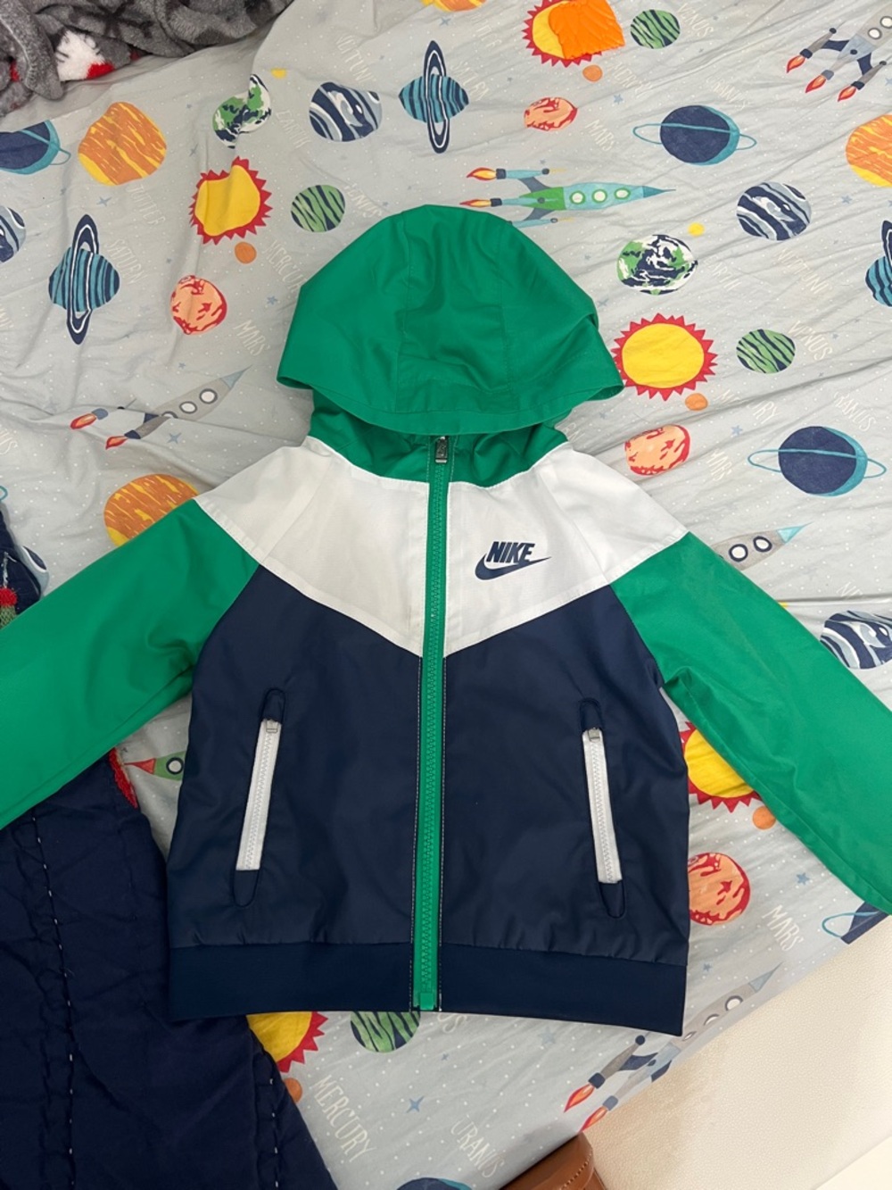 Nike Kids Colorblock Hooded Jacket - Green/Navy/White 2T
